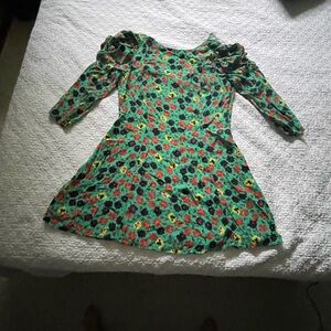 Zara floral summer dress with ruched sleeves and V back with ties